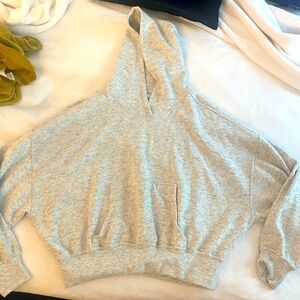 Zara gray cropped hoodie with drop sleeves size medium
